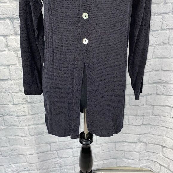 Private editions by Chico’s women 0 buttondown blouse Longsleeve black textured - Picture 2 of 10